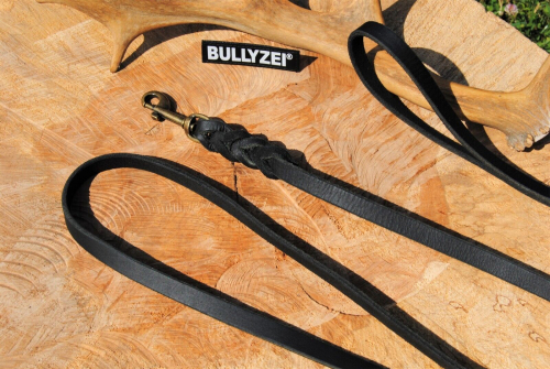 Lederleine geflochten 13mm x 2m mit Schlaufe schwarz